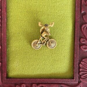 Vintage Markie Moose gold on Bicycle Pin-signed
